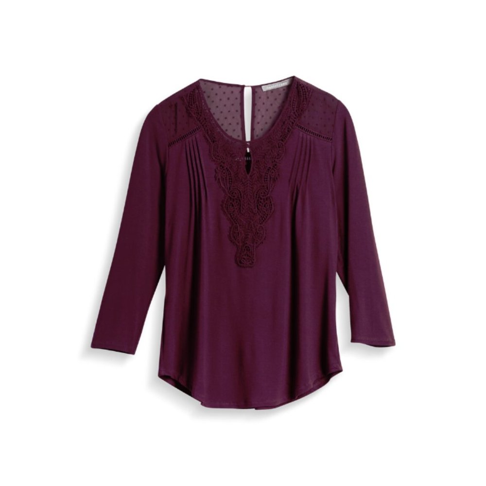 Daniel Rainn Dalina Crochet Detail Knit Top